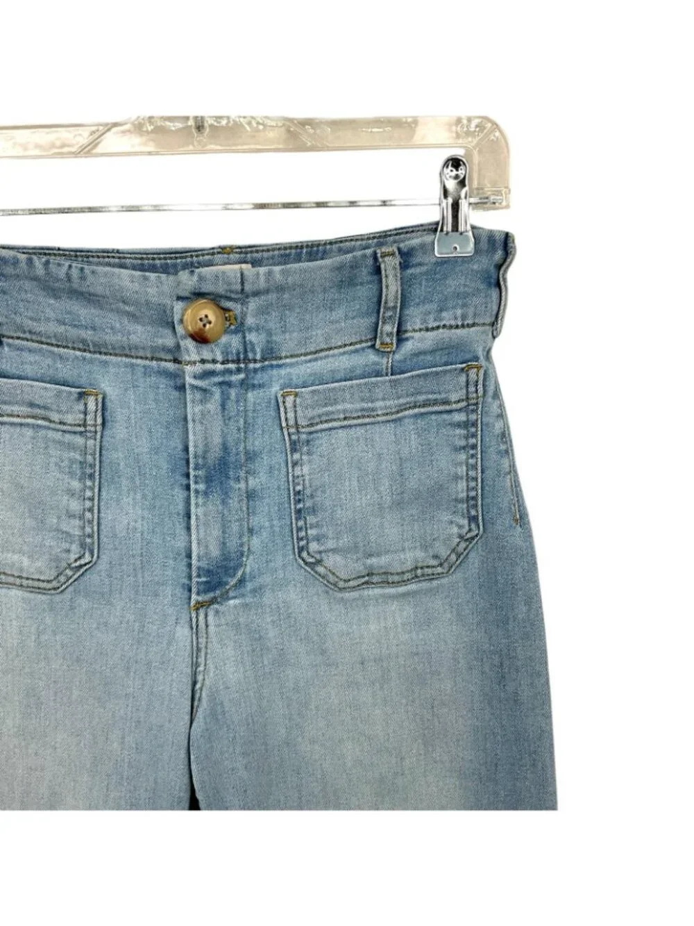 Maeve The Colette Wide Leg Jeans Womens 25 Blue High Rise Crop Denim Stretch
